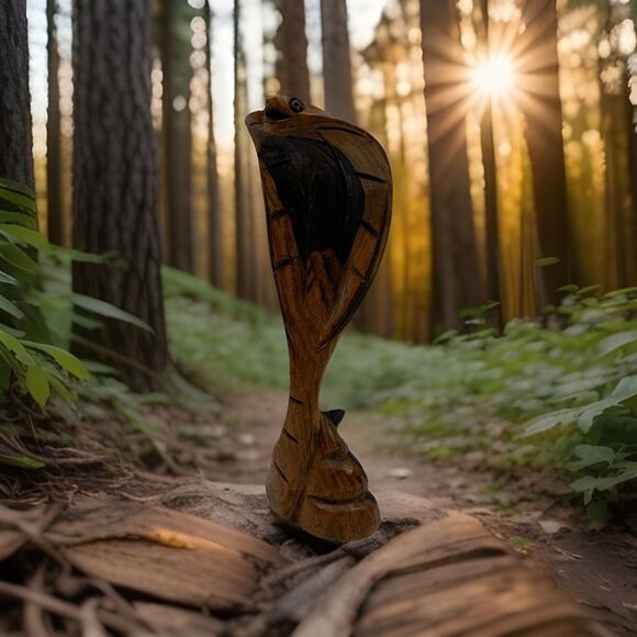 Other - Vintage Hand Carved Wood Cobra Snake Figurine Sculpture